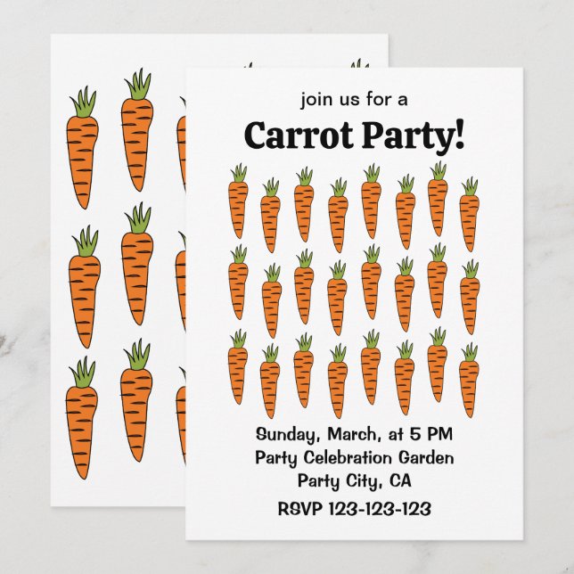 Invitación Campesinos de hortalizas de zanahoria Mercado de a (Anverso / Reverso)