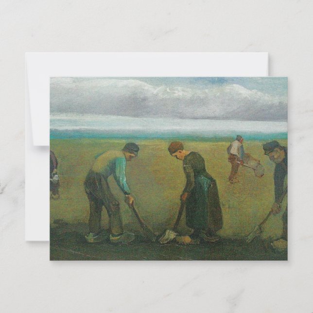 Invitación Campesinos de Van Gogh o agricultores plantando pa (Anverso)