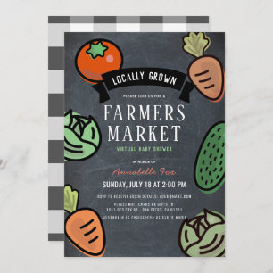 Invitación Campesinos Mercado Chalkboard VIrtual Baby Shower