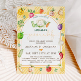 Invitación Campesinos Mercado Vegetales Baby Shower