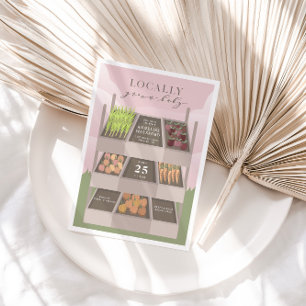 Invitación Campesinos Rosados Cultivados Localmente Comercial