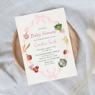 Invitación Campesinos Rosados Mercado de Baby Shower vegetal