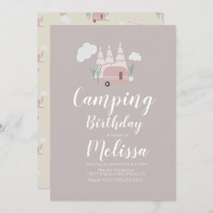 Invitación Campfire Camping al aire libre cumpleaños Boho Inv