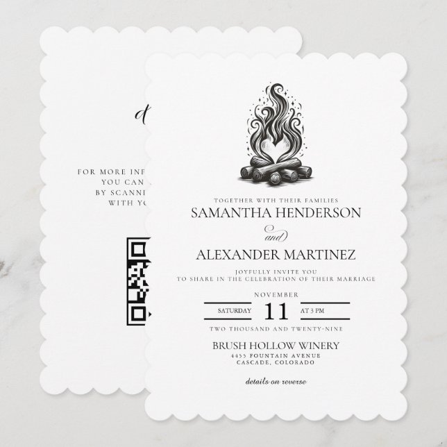 Invitación Campfire Love Wedding (Anverso / Reverso)