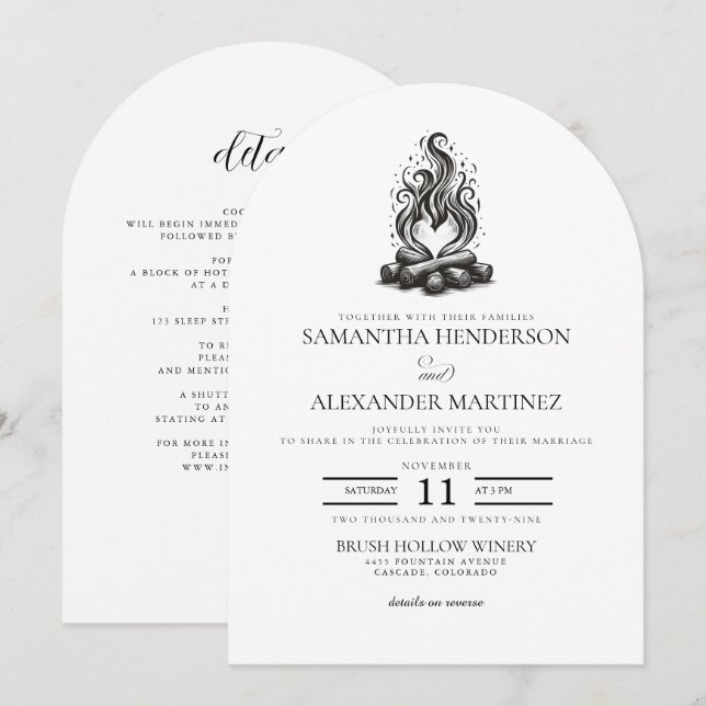 Invitación Campfire Love Wedding (Anverso / Reverso)