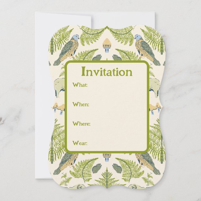 Invitación Campiña nostálgica en verdes frescos y amarillos (Anverso)