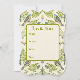 Invitación Campiña nostálgica en verdes frescos y amarillos