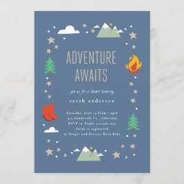 Invitación Camping Adventure Awaits Boy Baby Shower