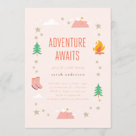 Invitación Camping Adventure espera a la Chica Baby Shower