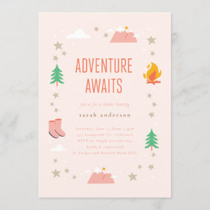 Invitación Camping Adventure espera al Chica Baby Shower