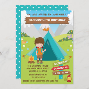 Invitación Camping Al Aire Libre Fiesta De Cumpleaños Hair Bo