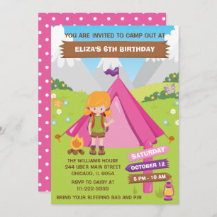 Invitación Camping al aire libre Partido de Cumpleaños Red Ha