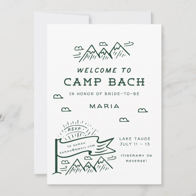Invitación Camping Bachillerato Chicas Viaje Bach (Anverso)