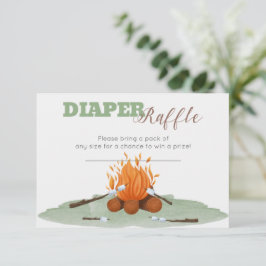 Invitación Camping Bonfire Baby Shower Diaper Raffle Card
