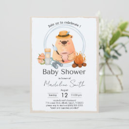Invitación Camping Bonfire Bear Baby Shower Invitation