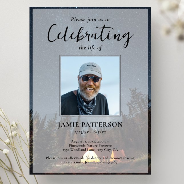 Invitación Camping Camper Celebration of Life, Funeral Photo (Subido por el creador)