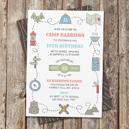 Invitación Camping Cualquier Fiesta de Cumpleaños de Edad