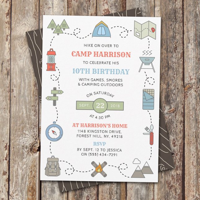 Invitación Camping Cualquier Fiesta de Cumpleaños de Edad (Subido por el creador)