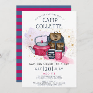 Invitación Camping Cumpleaños Party Under Stars