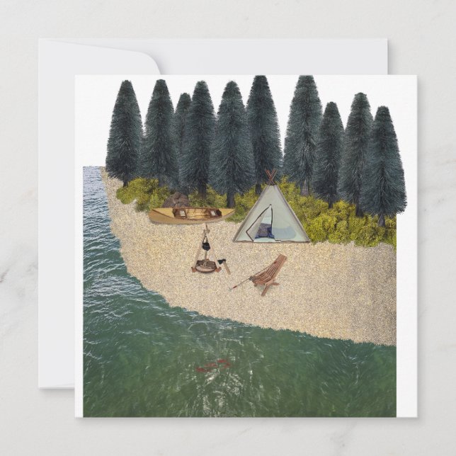 Invitación Camping de carpas a orillas del río (Anverso)
