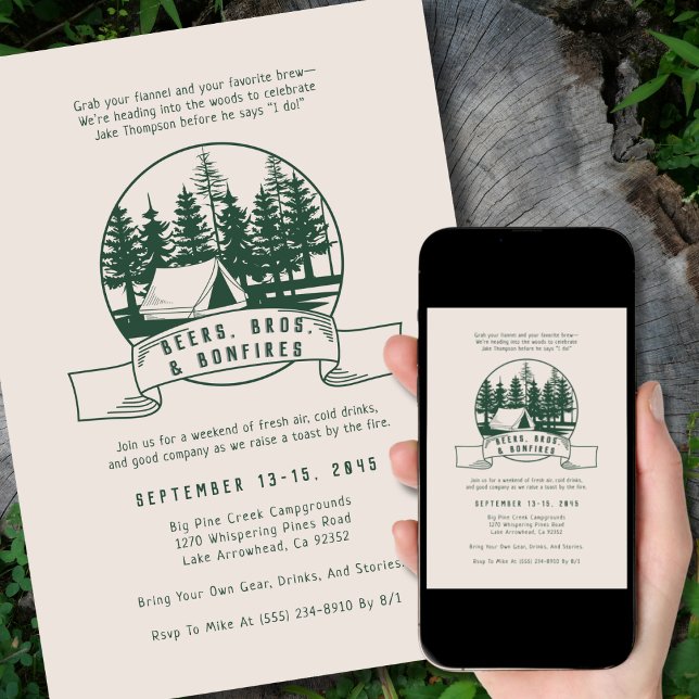 Invitación Camping de los bosques rústicos para Groom (Subido por el creador)