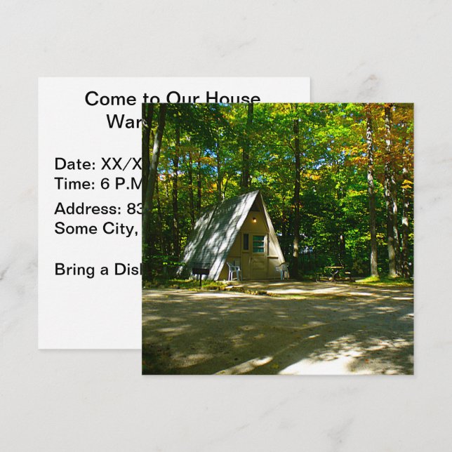 Invitación Camping de marco A salvaje en camping (Anverso / Reverso)