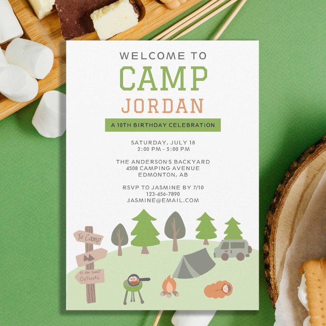 Invitación Camping en el patio trasero Cumpleaños bajo las es (Subido por el creador)