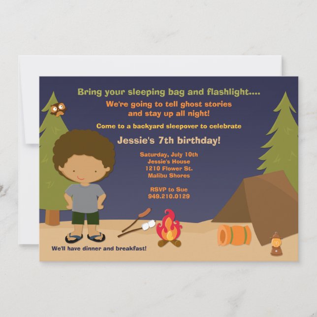 Invitación Camping Fiesta de cumpleaños (Anverso)