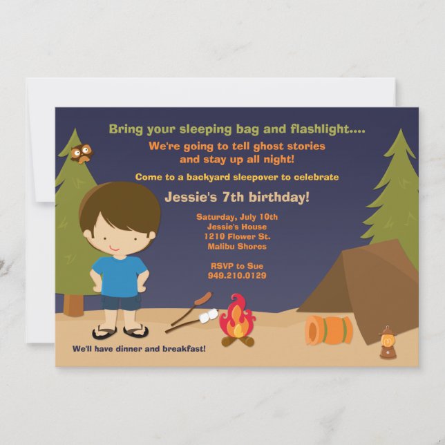 Invitación Camping Fiesta de cumpleaños (Anverso)