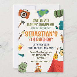 Invitación Camping Fiesta de cumpleaños niños modernos Invita