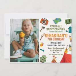 Invitación Camping Fiesta de cumpleaños niños modernos Invita