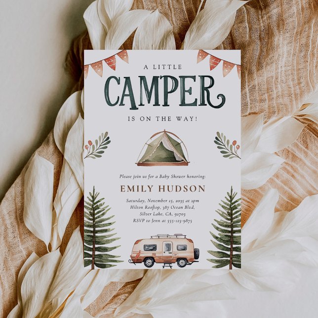 Invitación Camping Forest Watercolor Baby Shower (Subido por el creador)