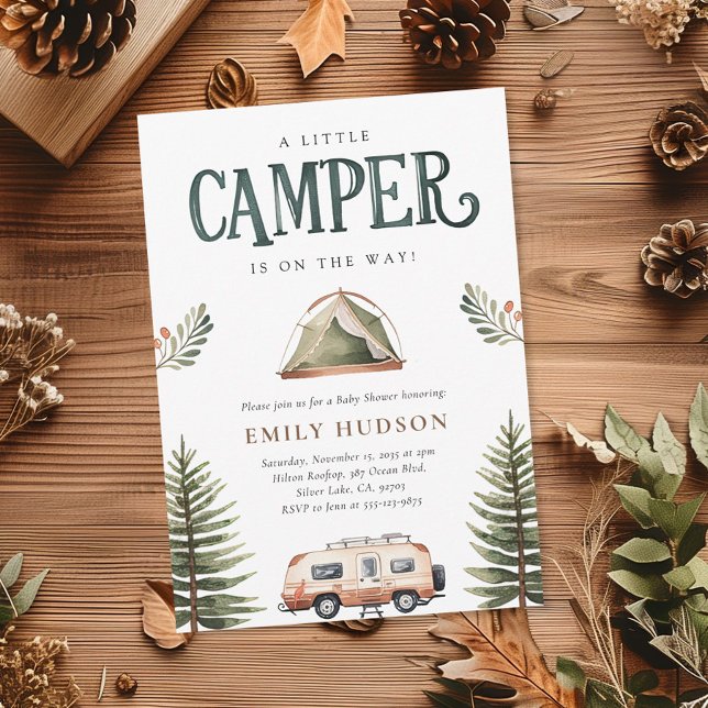 Invitación Camping Forest Watercolor Baby Shower (Subido por el creador)