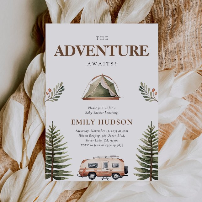 Invitación Camping Forest Watercolor Baby Shower (Subido por el creador)