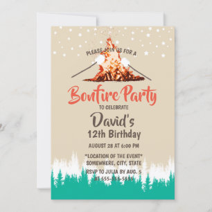 Invitación Camping Forestal de la Fiesta del Cumpleaños de la