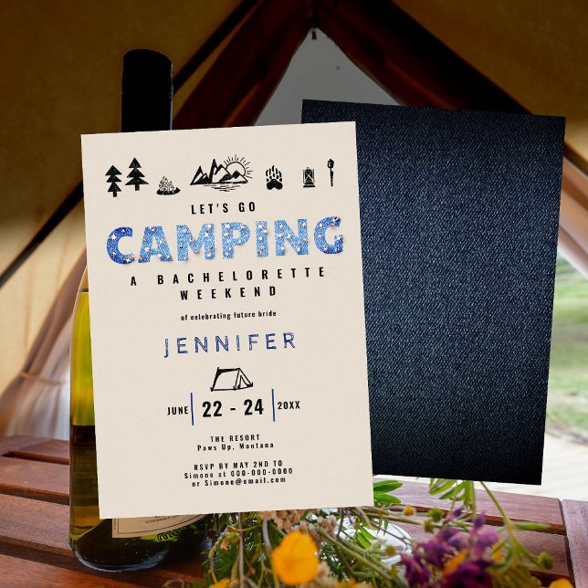 Invitación Camping Glam Denim Diamonds Bachelorette (Subido por el creador)