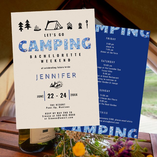 Invitación Camping Glam Denim Diamonds Bachelorette Weekend (Subido por el creador)