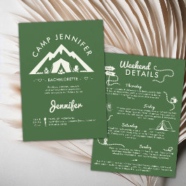 Invitación Camping Glamour Camp Green Bachelorette Party