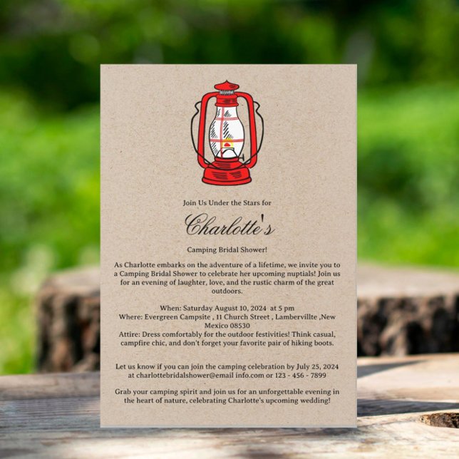 Invitación Camping Glamping Linterna de huracán Despedida de  (Subido por el creador)