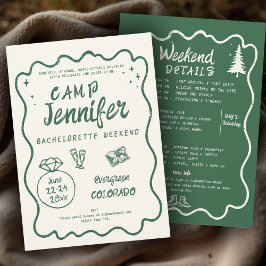 Invitación Camping Hand Drake Green Bach Bachelorette Party
