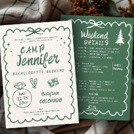 Invitación Camping Hand Drake Green Bow Bachelorette Party