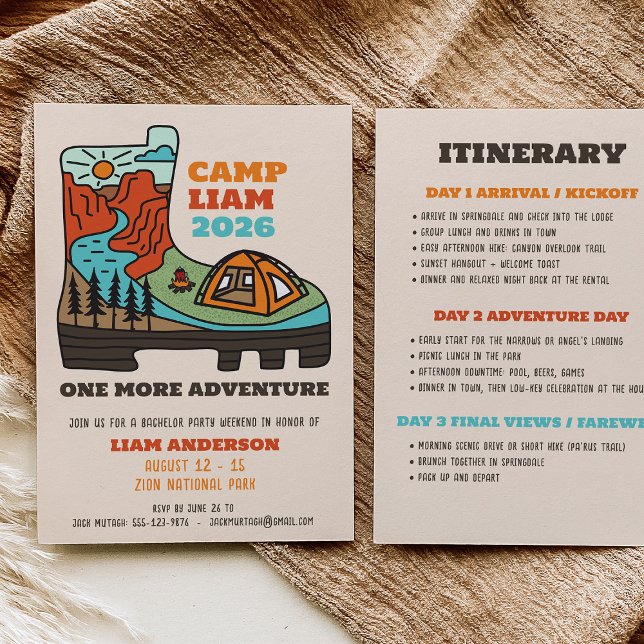 Invitación Camping Hiking Bachelor Party Weekend Invitation (Subido por el creador)