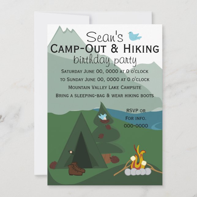 Invitación Camping montañoso (Anverso)