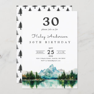 Invitación Camping Mountain 30th Birthday Party Invitation