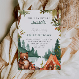 Invitación Camping Mountain Rustic Baby Shower