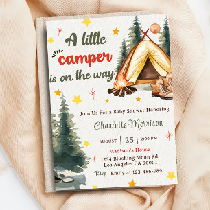 Invitación Camping Mountain Rustic Baby Shower Fiesta