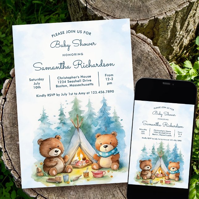 Invitación Camping Outdoor Adventure Baby Shower (Subido por el creador)
