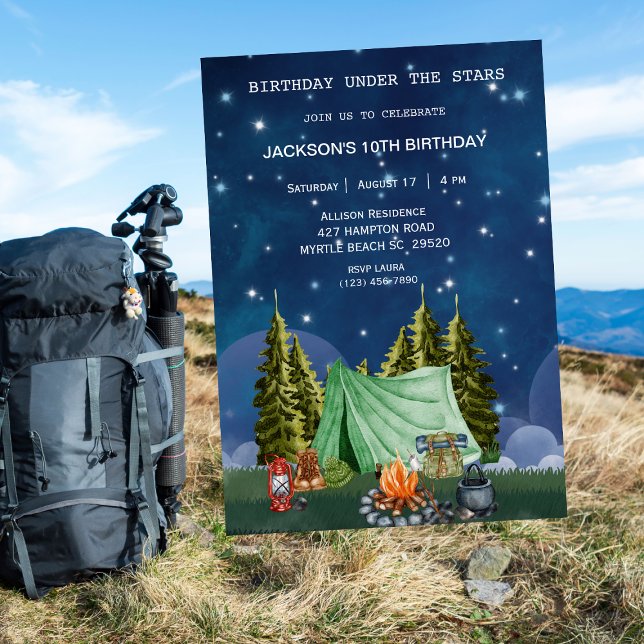 Invitación Camping Outdoor Woodland Birthday Party (Subido por el creador)