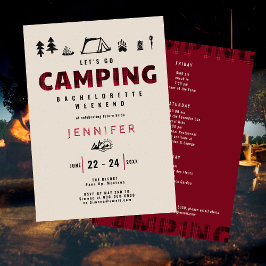 Invitación Camping Red Plaid al aire libre Bachelorette Weeke
