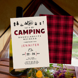 Invitación Camping Red Plaid Outdoor Bachelorette Party